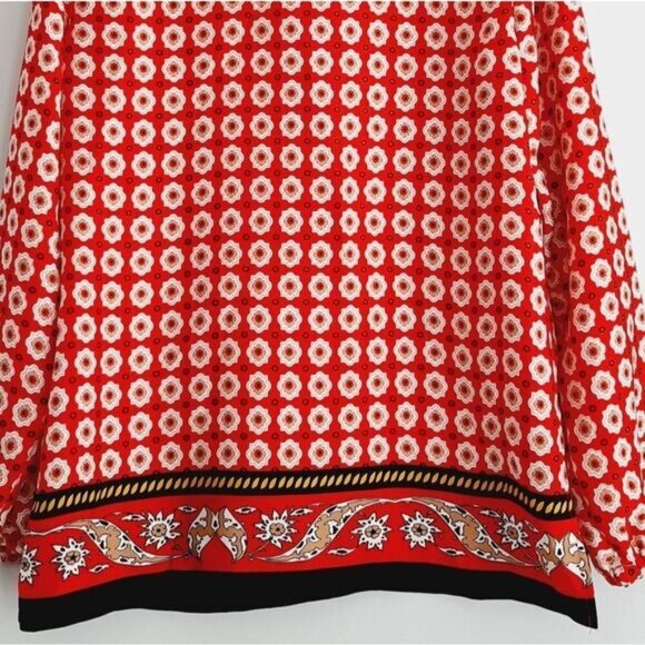 ANNE KLEIN Colorful Boho Floral Border Print Blouse Sz M Flawed - Picture 10 of 12